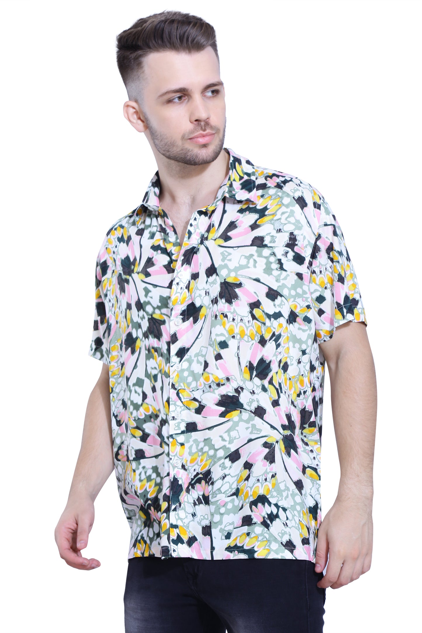 White Multicolour Abstract Shirt