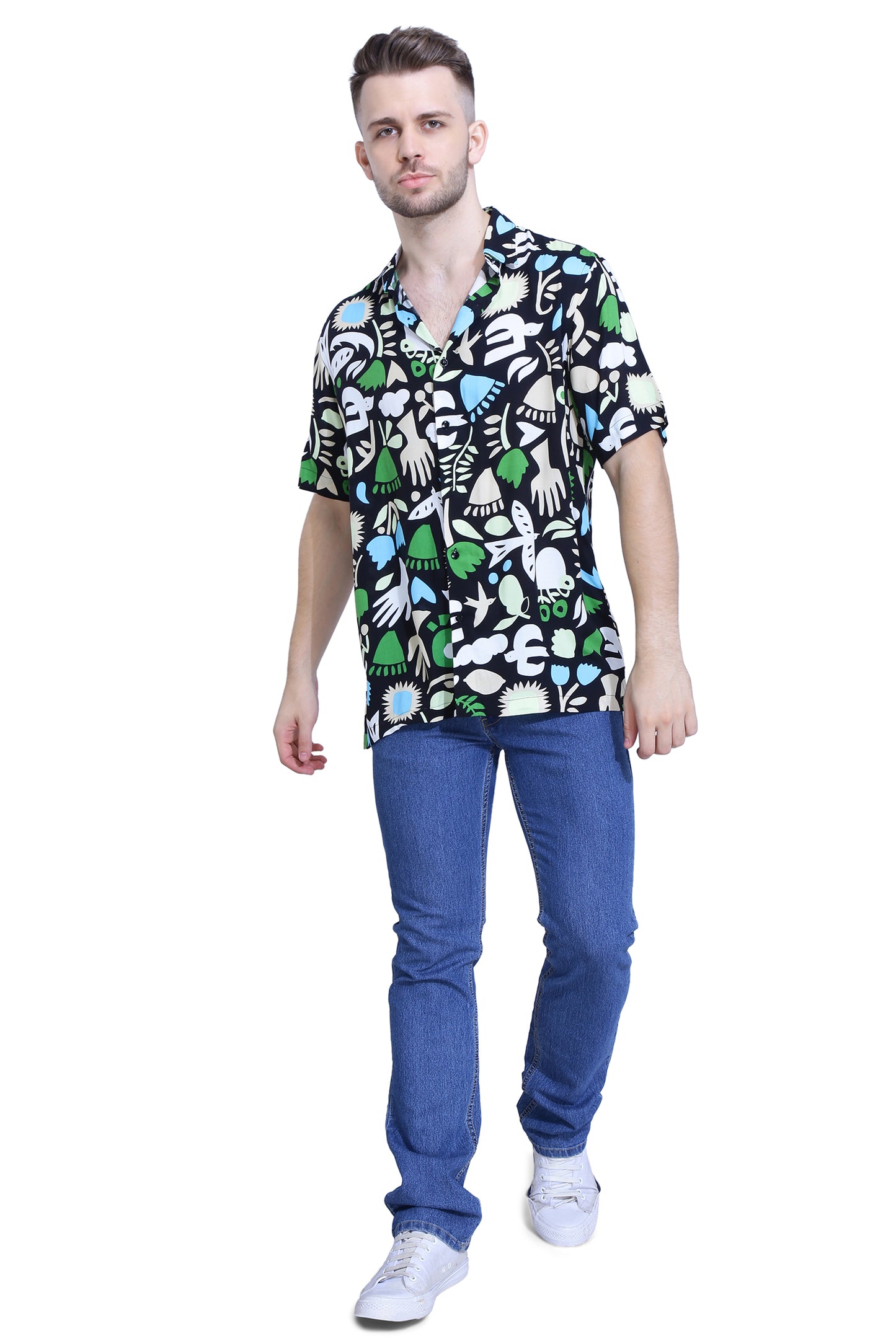 Black Multicolour Abstract Shirt