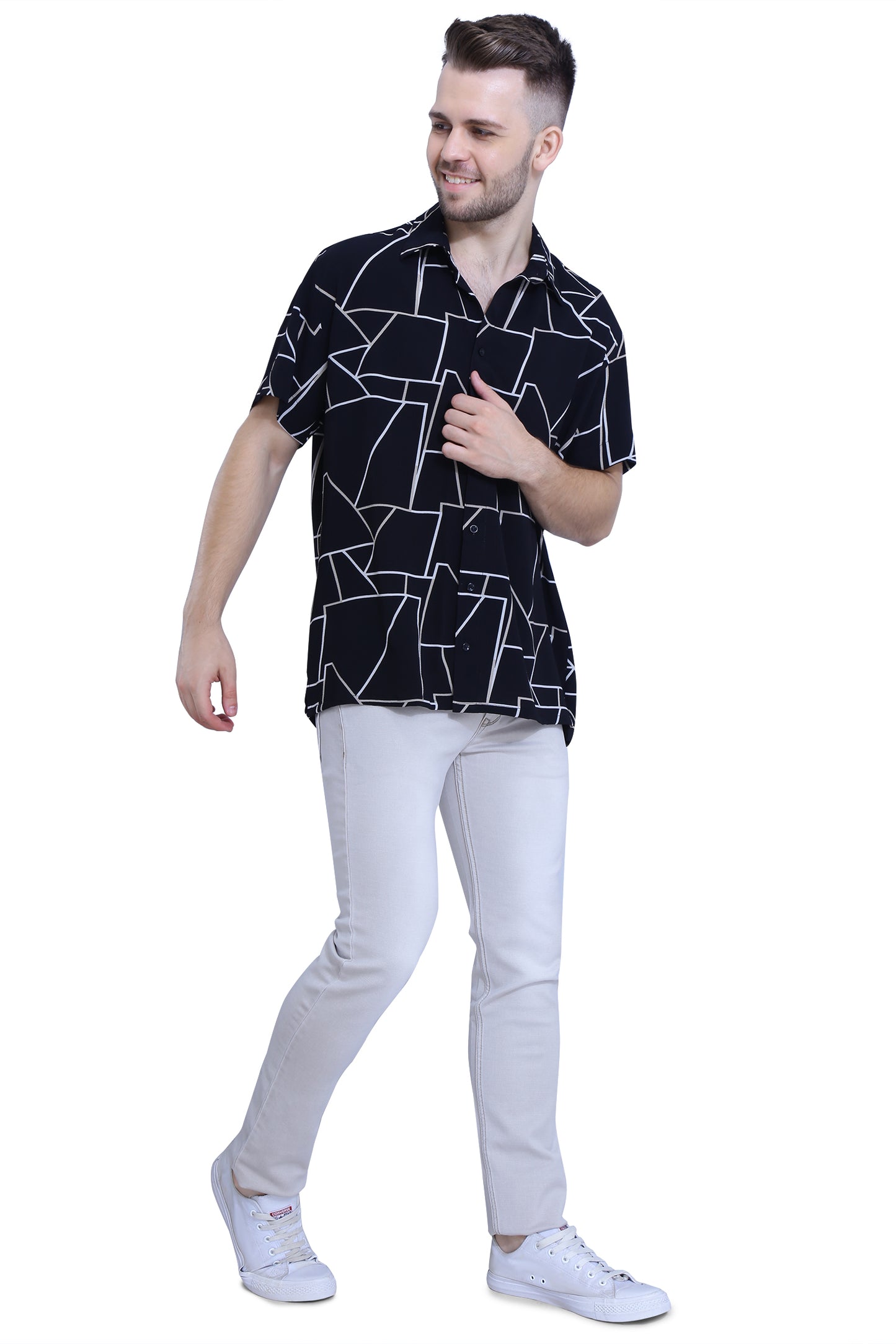 Black White Geometric Shirt