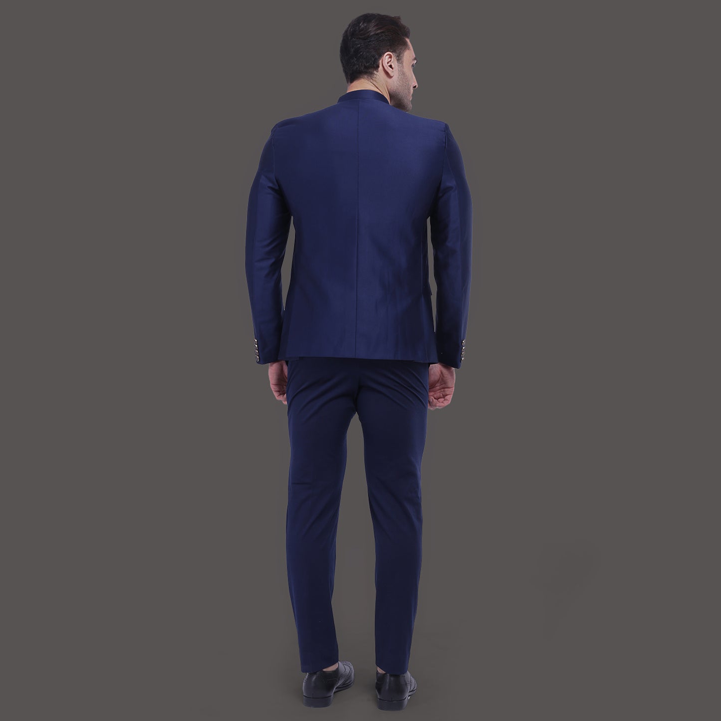 Navy Blue Asymetrical Bandgala Set