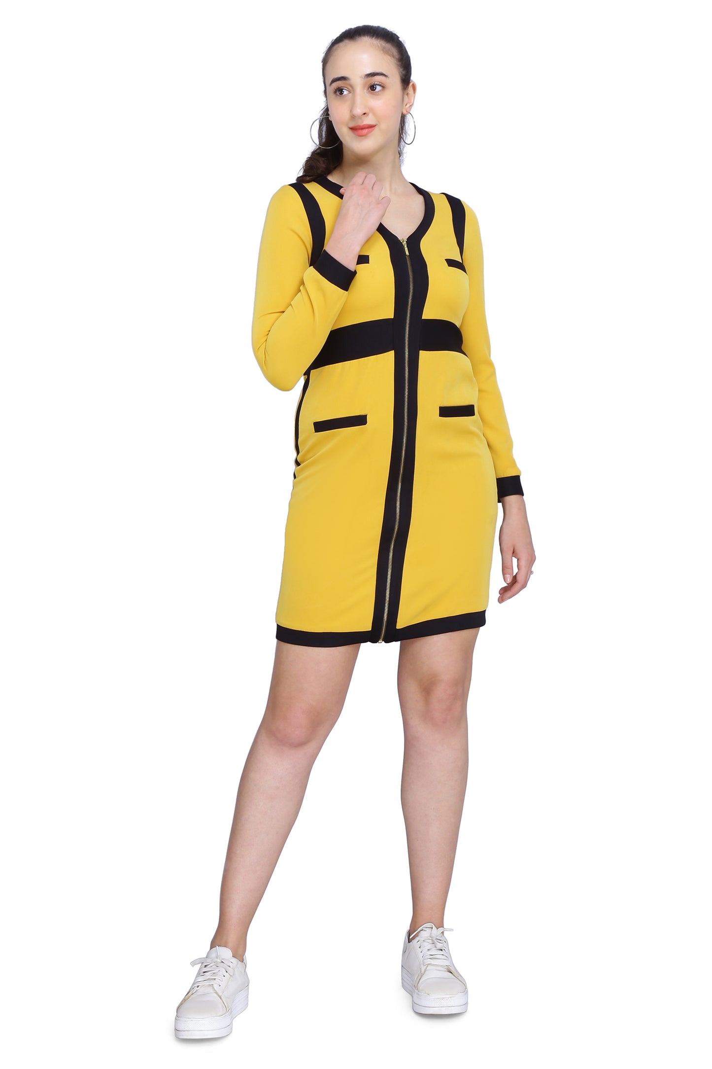 Noir et Yellow Zipper Dress