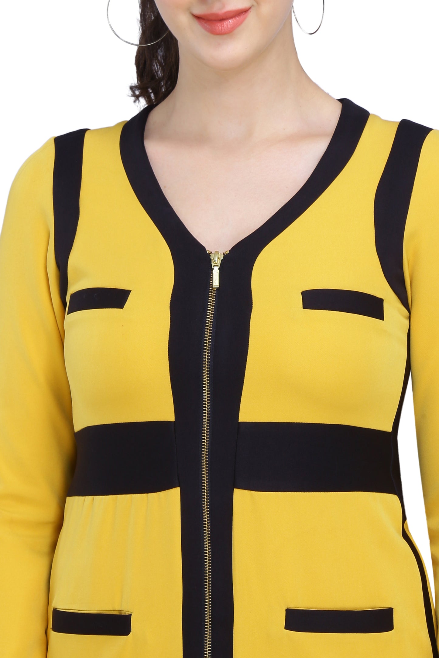 Noir et Yellow Zipper Dress