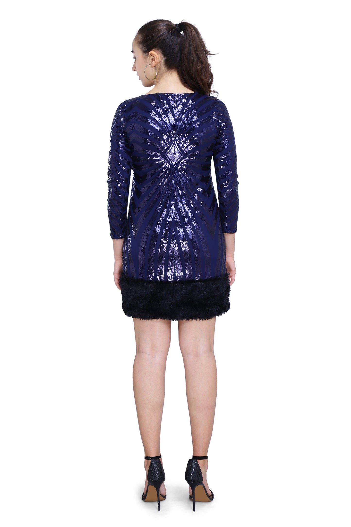 Navy Blue Sequins Dress